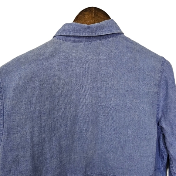 Chico's linen blue 3/4 sleeve button shirt size medium - Picture 6 of 10